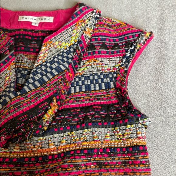 Trina Turk Cap-Sleeve Tweed Box Top Size S women’s - Picture 10 of 16